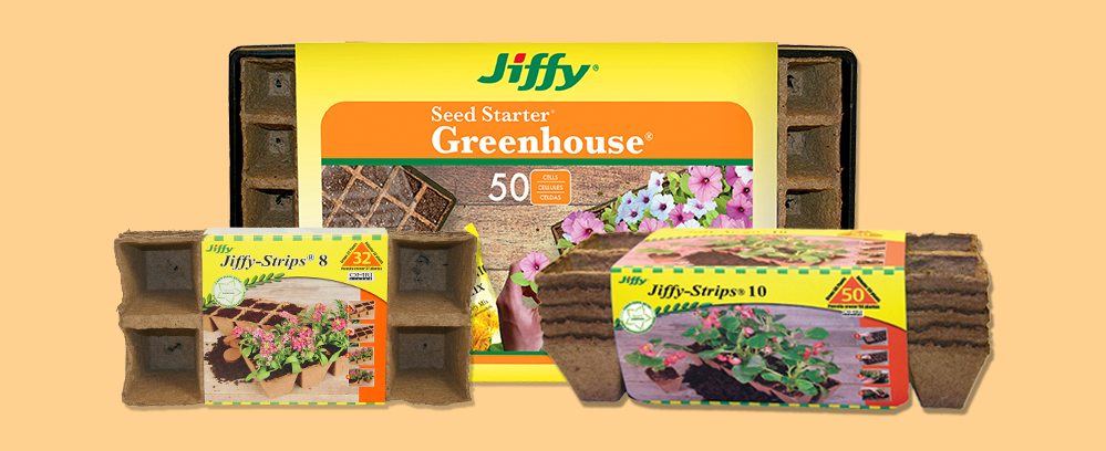 Jiffy Peat Strip Trays in 8 Cell and 10 Cell and Jiffy Peat Strip Tray Greenhouse