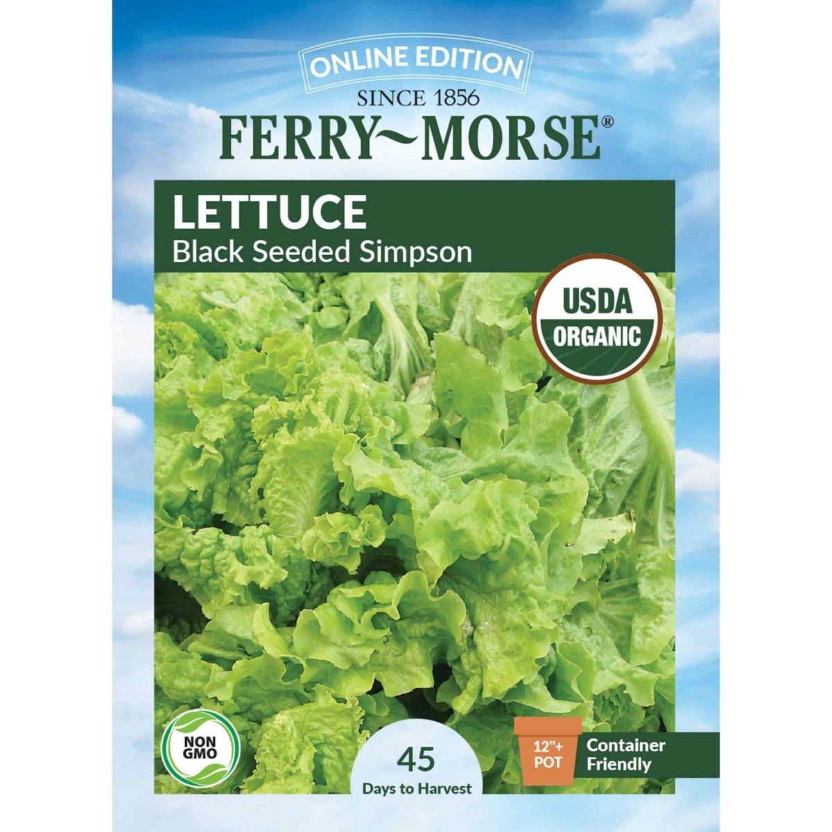 Lettuce, Black Seeded Simpson Organic Seeds, 1.2g - Ferry - Morse