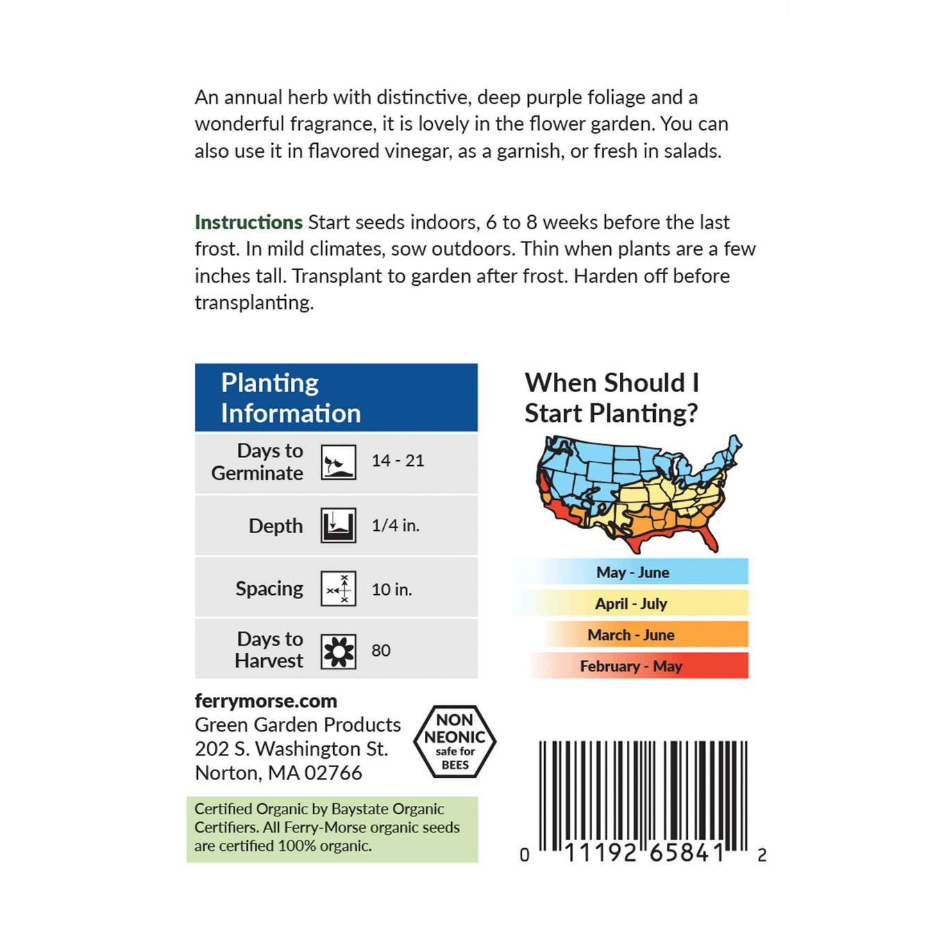 Ferry-Morse Basil seed packet