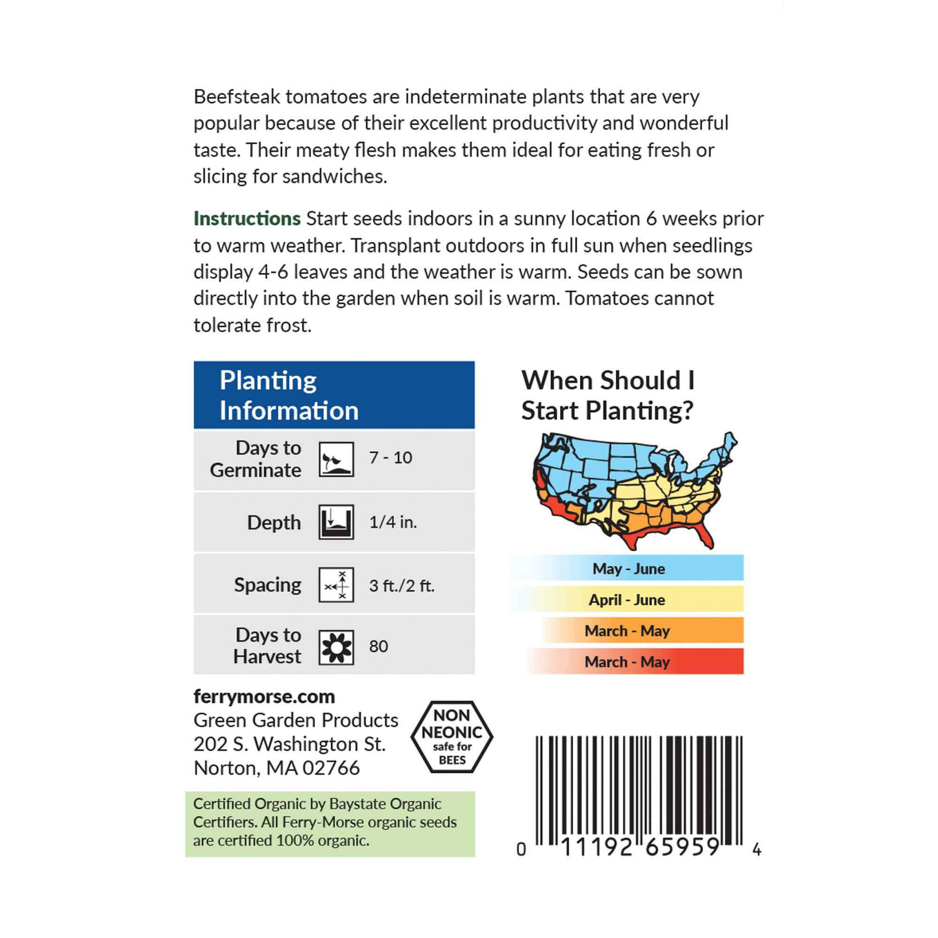 Ferry-Morse tomato beefsteak seed packet
