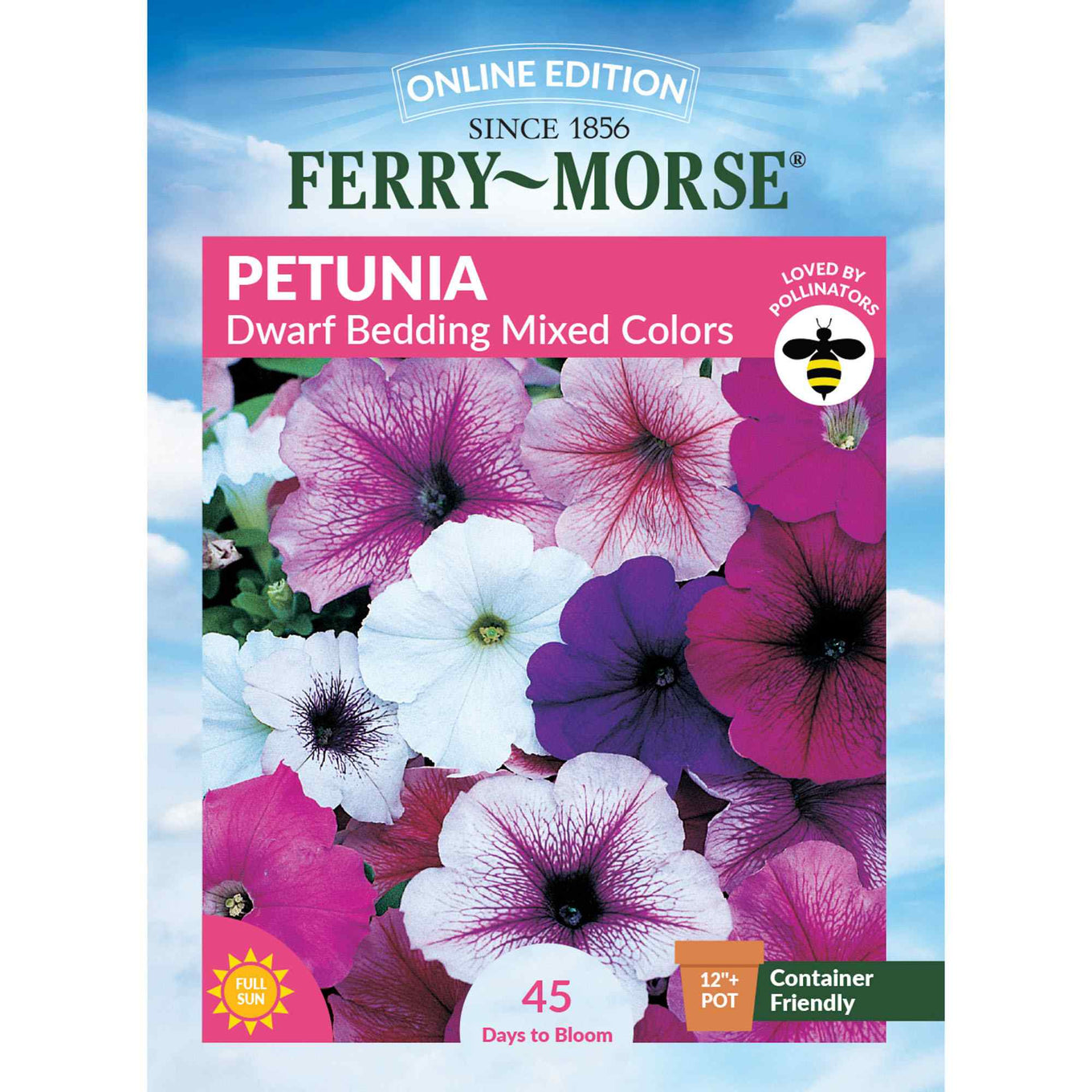 petunia dwarf bedding mixed colors front of packaging