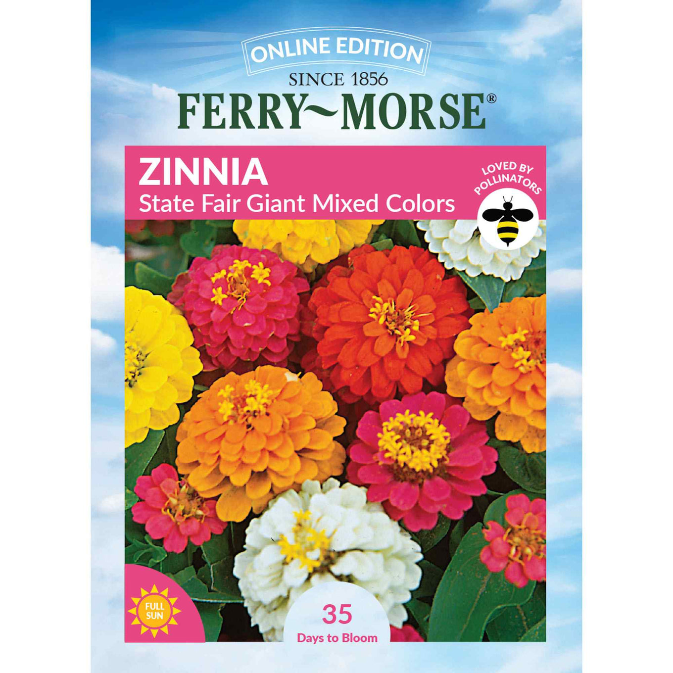 Zinnia state fair giant mixed colors front of packaging