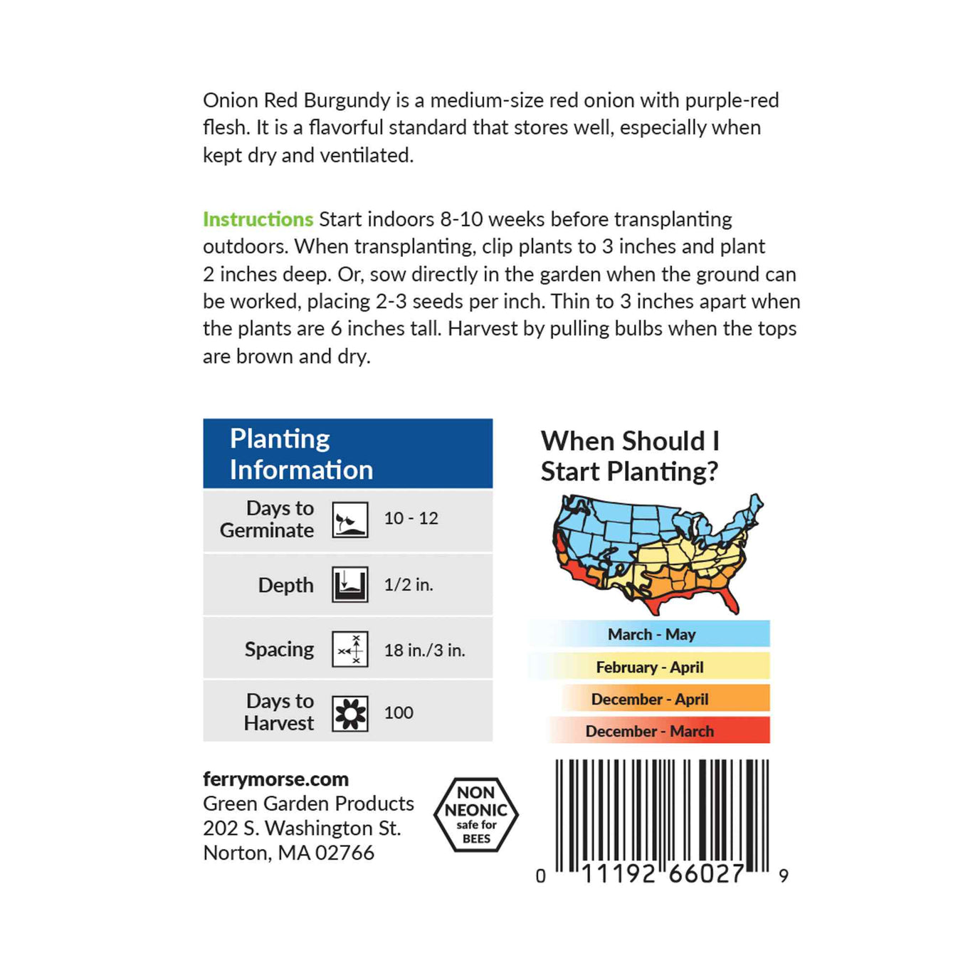 Ferry-Morse onion red burgundy seed packet