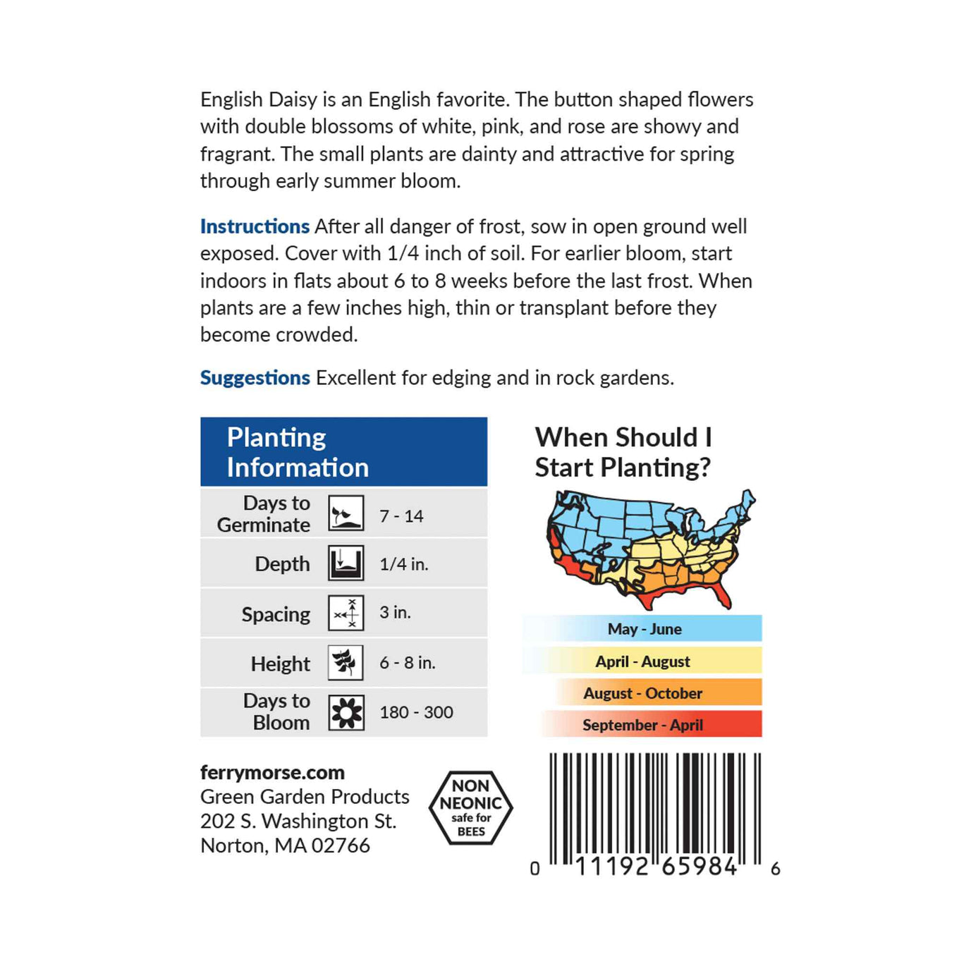 Back of packaging