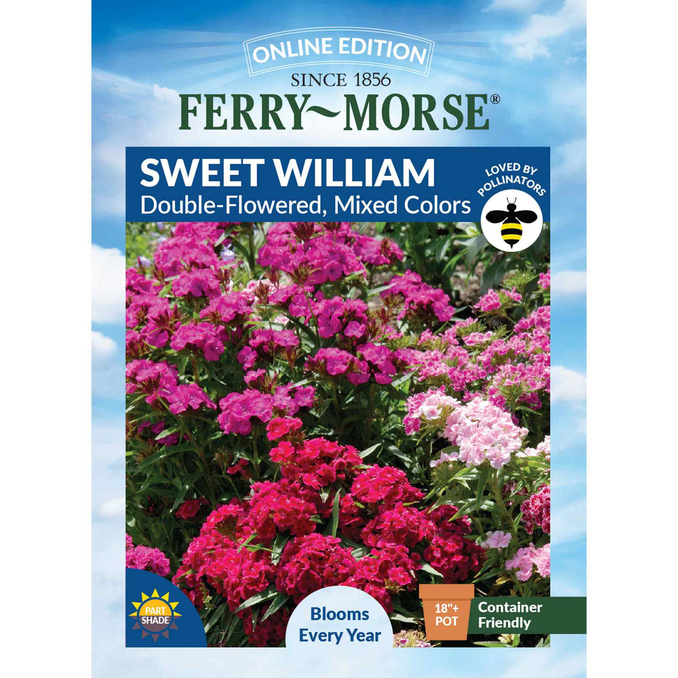 Sweet william double flowered mixed colors front of packaging