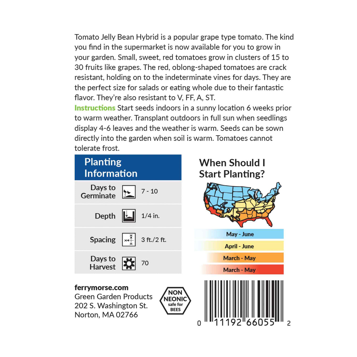 Ferry-Morse tomato jelly bean hybrid seed packet