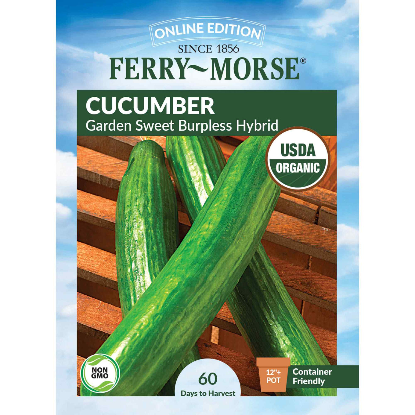 Ferry-Morse cucumber garden sweet burpless hybrid seed packet