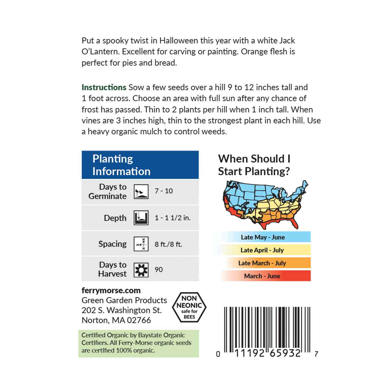 Ferry-Morse pumpkin casper seed packet