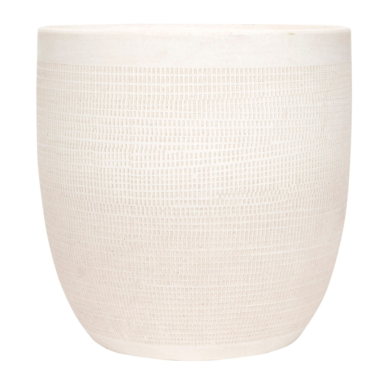 white woven planter Large Matte White Embossed Stoneware Planter