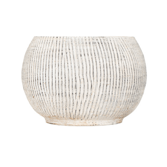 Distressed Cream Terracotta Planter with Fluted Texture - Ferry - Morse