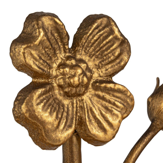 Gold Finish Cast Metal Flower Bookends (Set of 2) - Ferry - Morse
