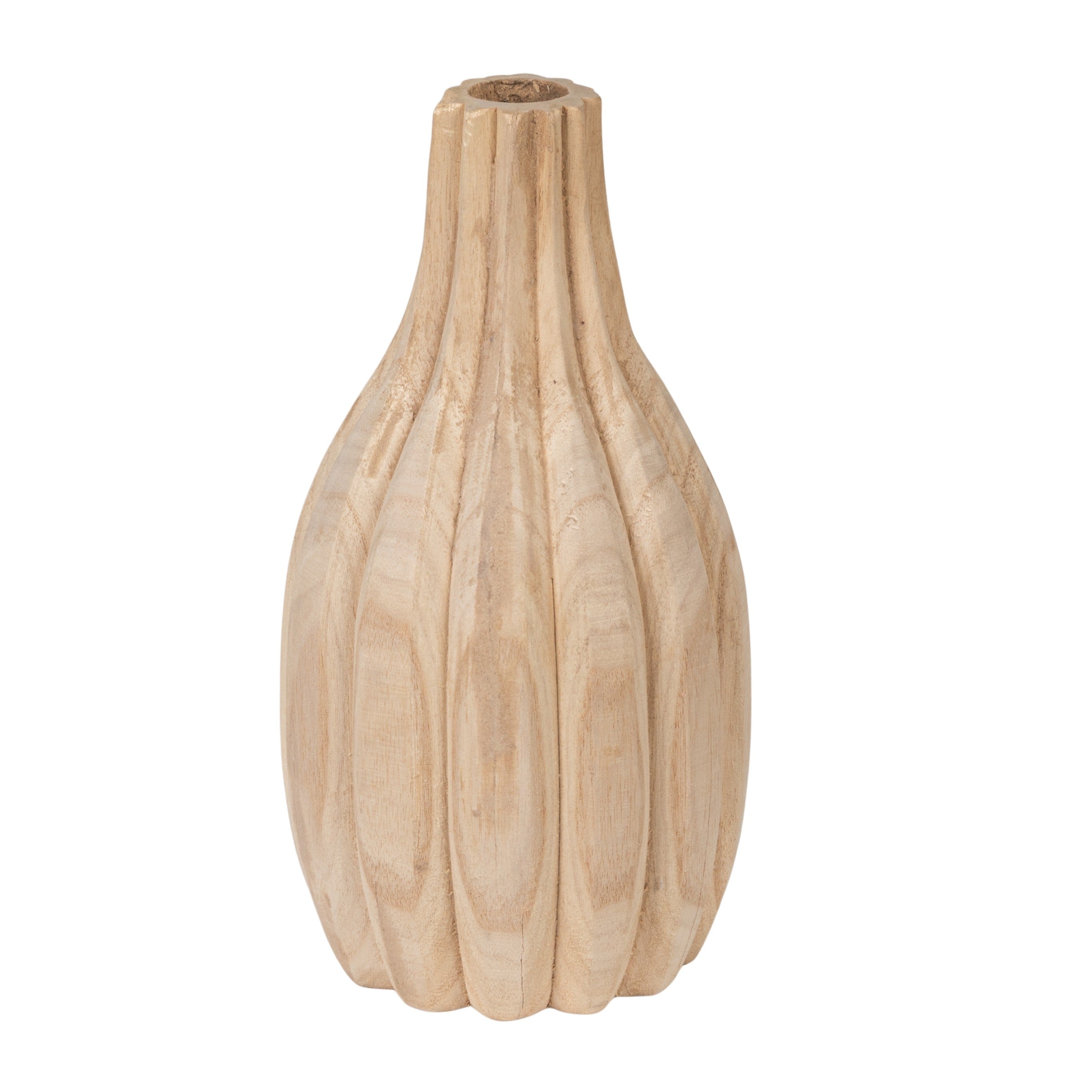 Decorative Carved Paulownia Wood Vase | Ferry-Morse Décor