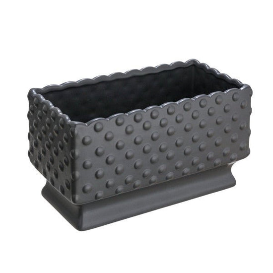 Black Ceramic Hobnail Planter with Scalloped Edge & Polka Dots - Ferry - Morse