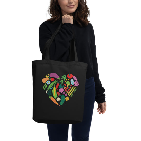 Ferry-Morse black tote bag with vegetables