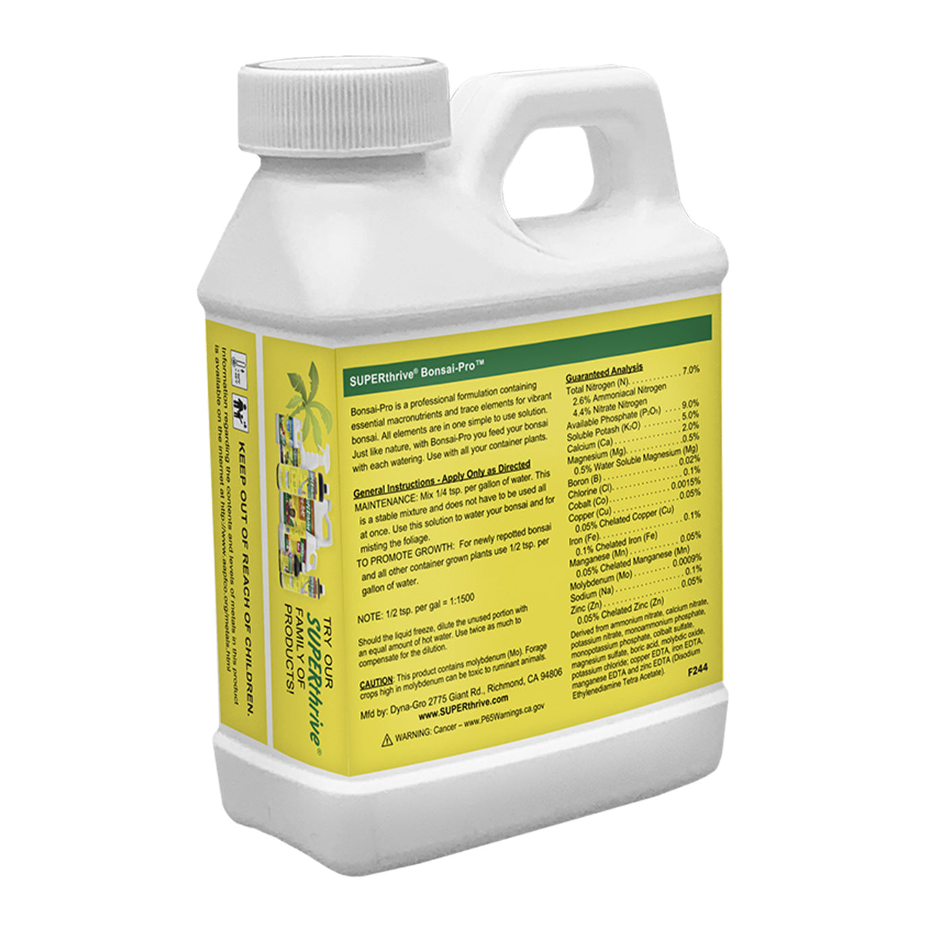 A bottle of SUPERthrive Bonsai-Pro 7-9-5 Plant Food