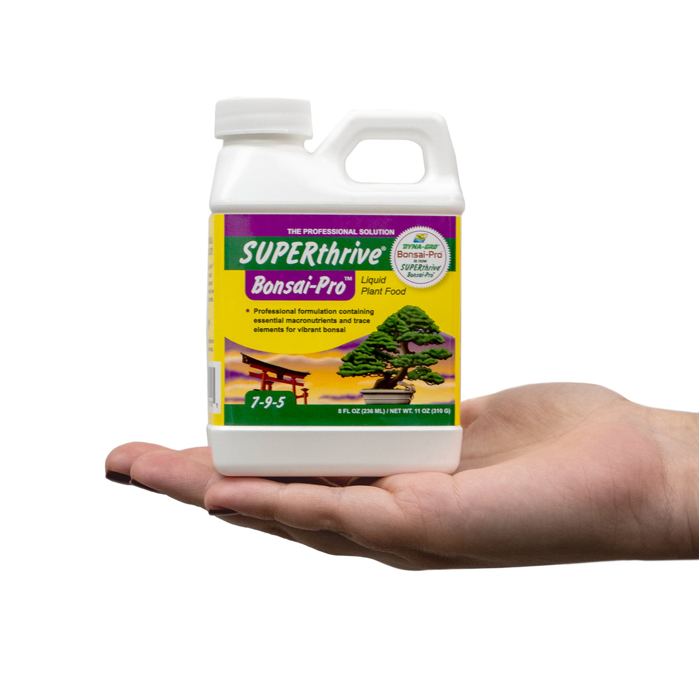 A bottle of SUPERthrive Bonsai-Pro 7-9-5 Plant Food