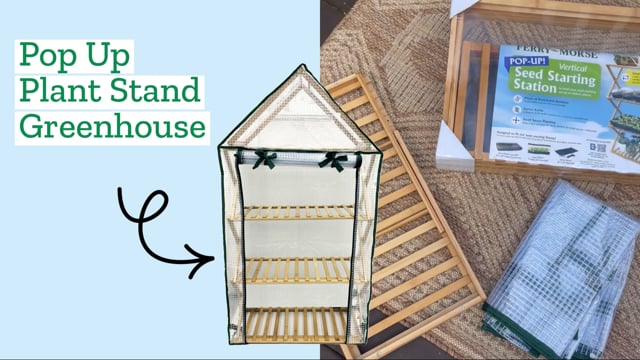 Pop Up Plant Stand Greenhouse We combined our top-rated, customer-favorite plant stand with 2 additions! Roof attachment outdoor zipper cover Now you have an indoor/outdoor greenhouse! Protect your outdoor plants. Harden off new seedlings. Remove cover & roof in winter to bring indoors. Step-by-step instructions on how to assemble.