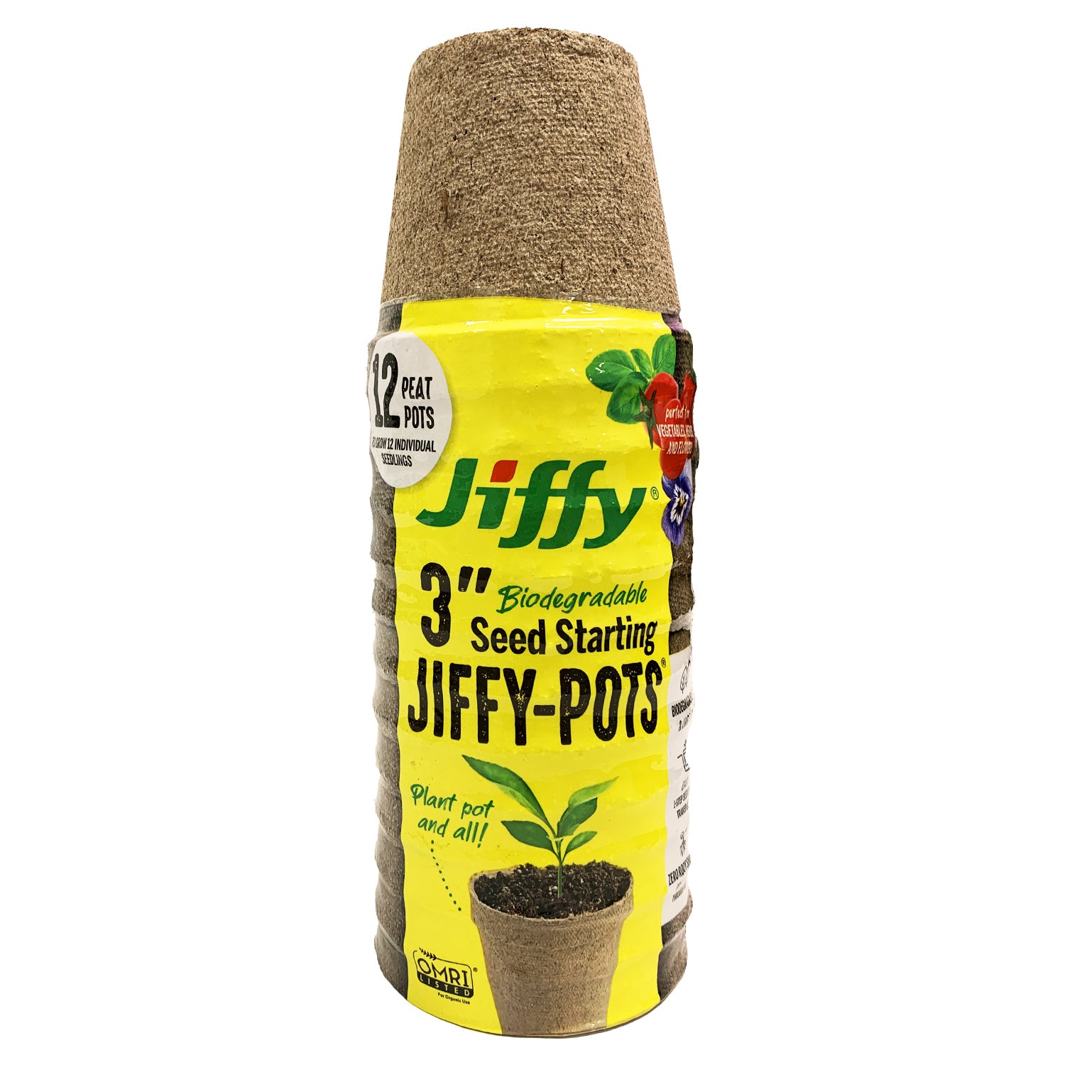 Jiffy 3 Peat Pots, (12 Pack)