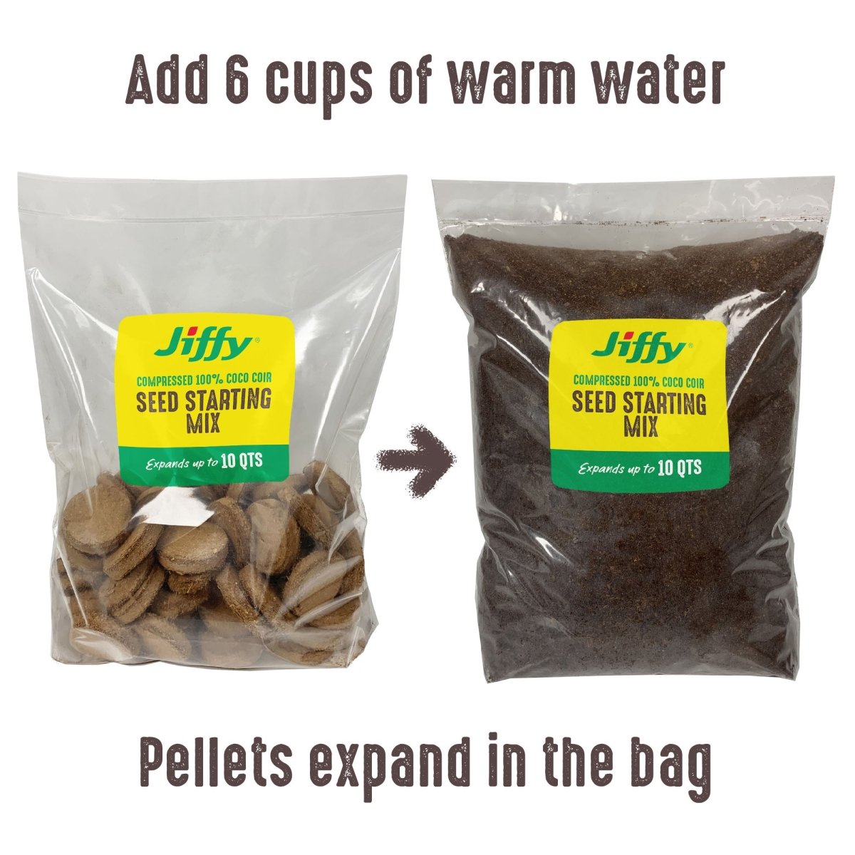 jiffy natural and organic potting mix Jiffy Seed Starting Mix, Compressed 100% Coco Coir Soil Expands to 10Q – Ferry-Morse