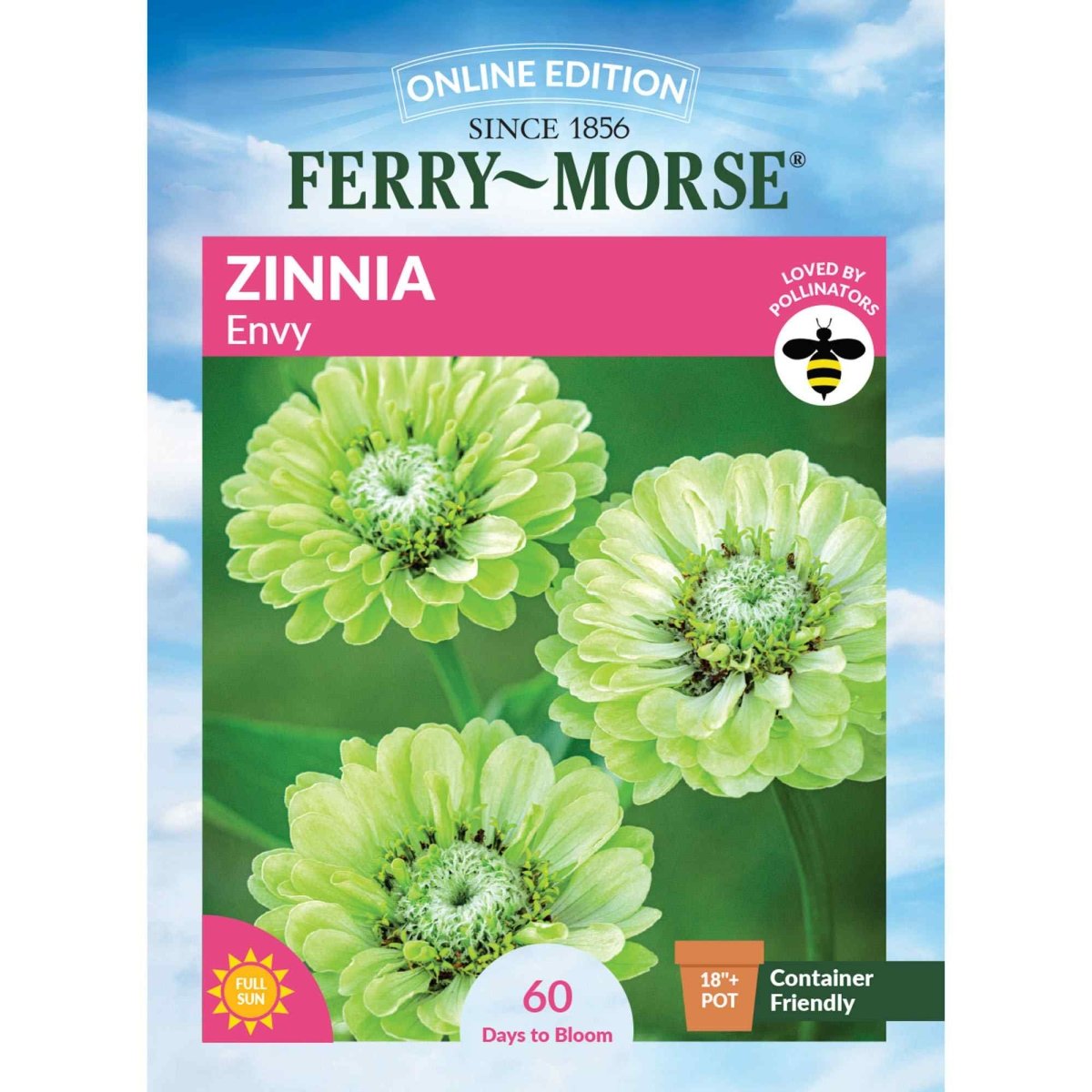 Zinnia, Envy Seeds | Colorful Cut Flowers | Early Blooming Zinnias