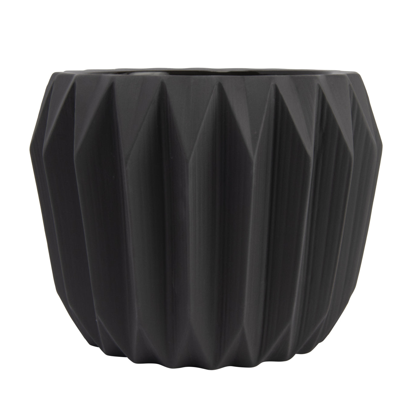 Grey textured planter on a white background