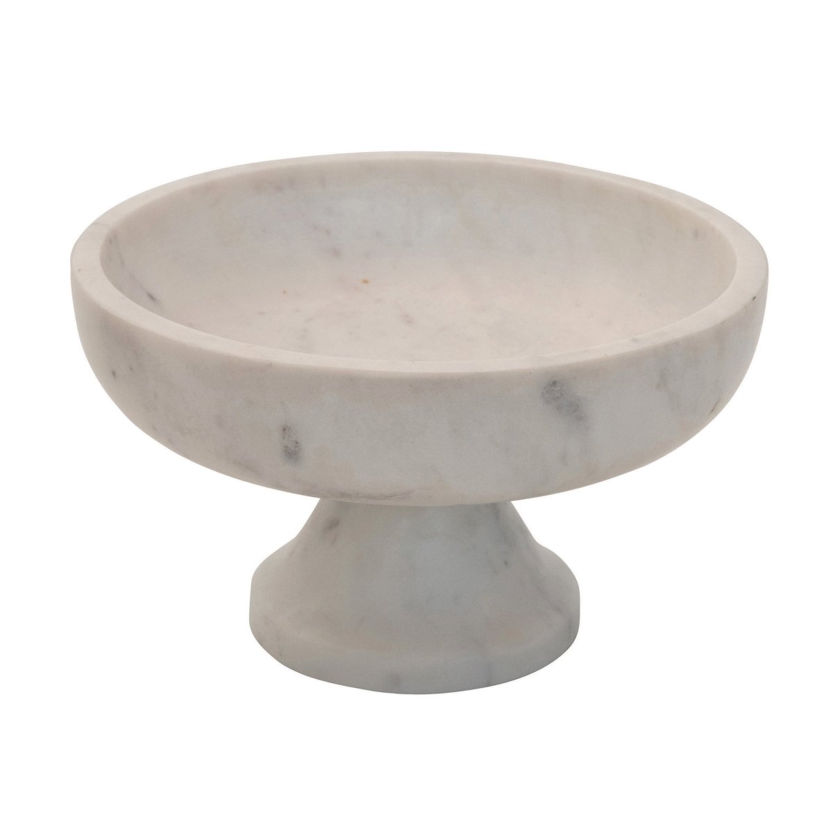 White Marble Footed Pedestal Bowl – Elegant Decorative Accent