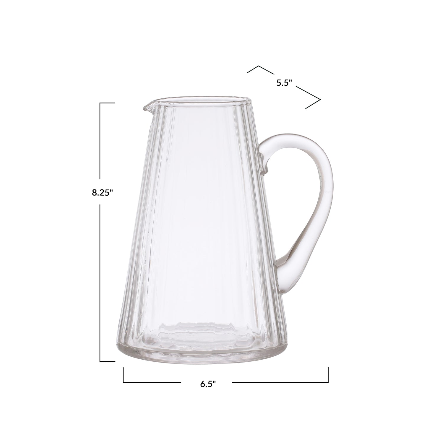 Clear Ribbed Glass Pitcher, 60 oz.