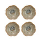 Stoneware Blue Flower Bowls with Reactive Glaze (Set of 4)