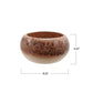 Brown ceramic planter with dimensions on a white background