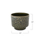 Ceramic pot with textured surface and dimensions indicated on a white background