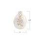 White ceramic vase with floral designs and measurements on a white background