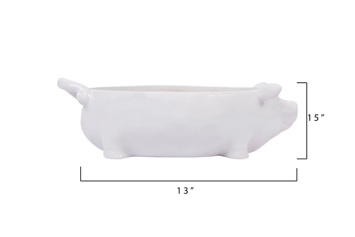 White Ceramic Pig Shaped Bowl