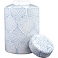 Decorative jar and ball with blue pattern on a white background