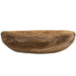Wooden bowl with a natural finish on a white background