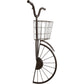 Decorative metal bike with a basket on a white background
