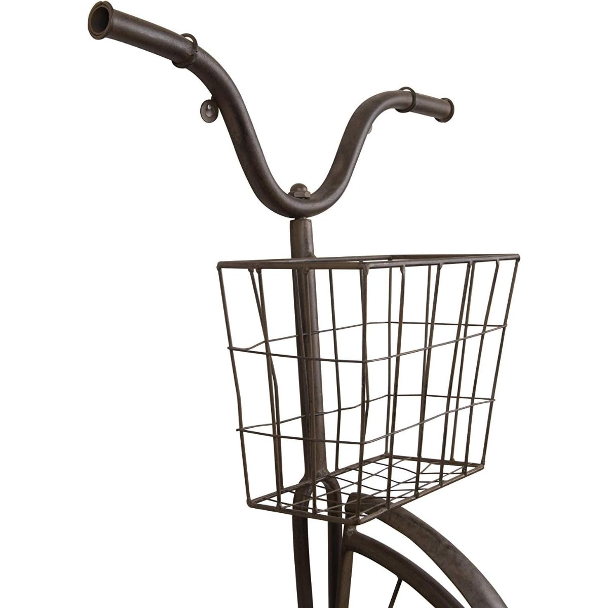 Vintage-style bicycle with a wire basket on a white background