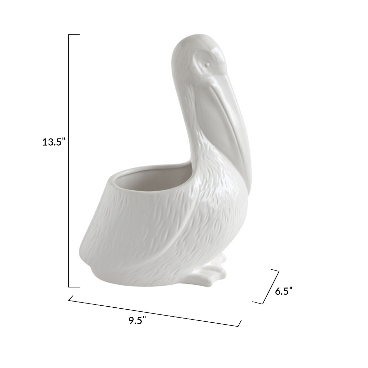 White Ceramic Pelican Shaped Planter