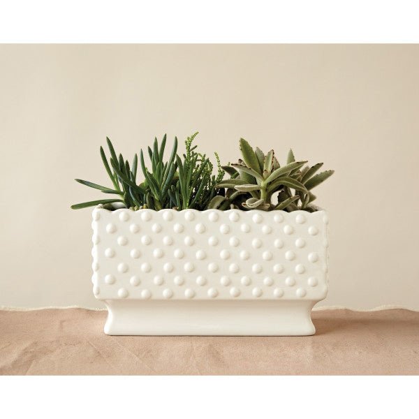 scalloped edge plant pot White Ceramic Hobnail Planter | Polka Dot Planter