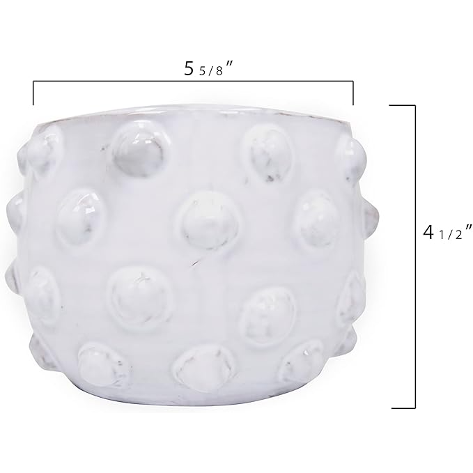 White Terracotta Planter 6.25" with Bubbled Design