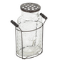 Glass Vase in Metal Stand with Metal Frog Lid for Floral Arrangements