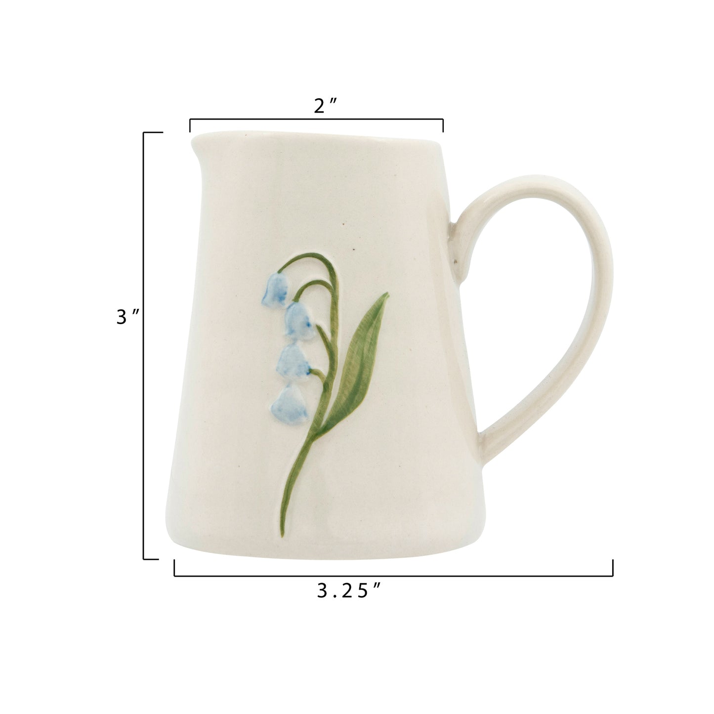 Hand-Painted Stoneware Creamer with Embossed Birds (Set of 6)
