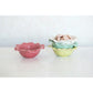 Debossed Stoneware Flower Bowl, Crackle Glaze (Set of 4)