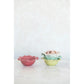 Debossed Stoneware Flower Bowl, Crackle Glaze (Set of 4)