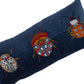 Embroidered Beetles Cotton Velvet Lumbar Pillow with Chambray Back