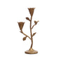 Tall Gold Cast Iron Candelabra with Flowers and Bird