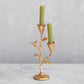 Tall Gold Cast Iron Candelabra with Flowers and Bird