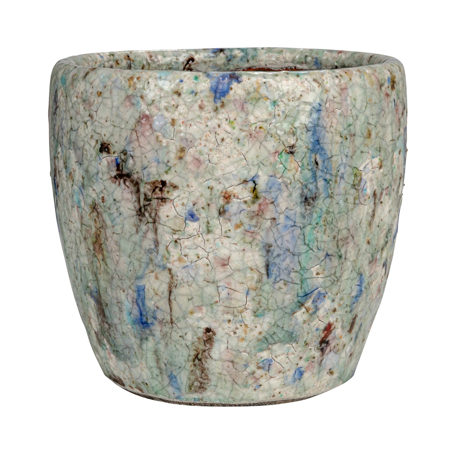 Blue Terracotta Planter with Crackle Glaze