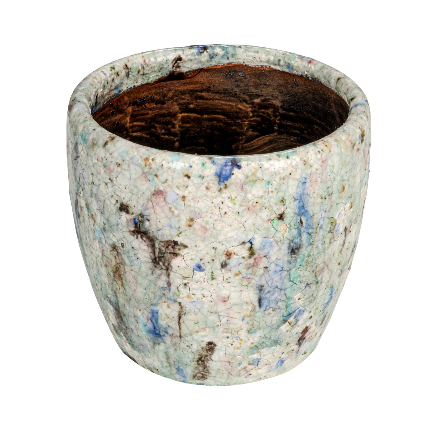 Blue Terracotta Planter with Crackle Glaze