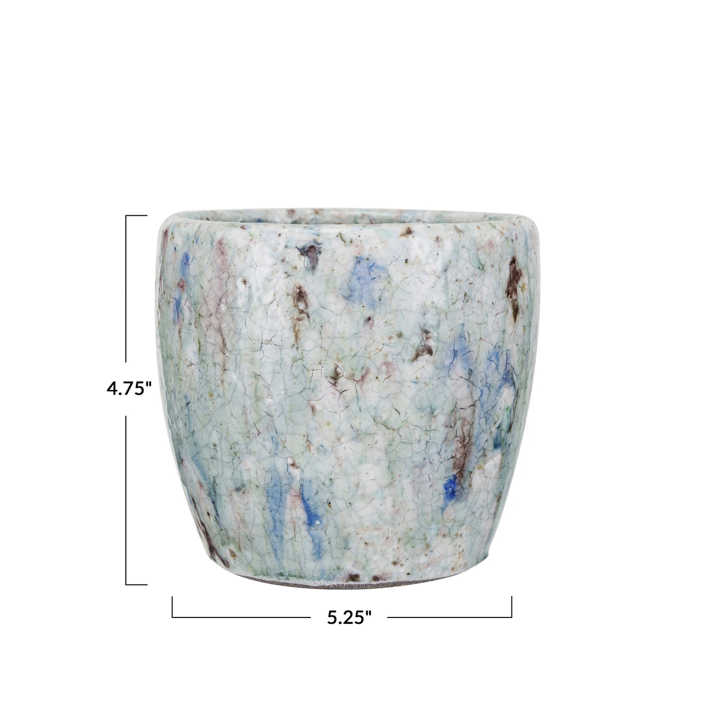 Blue Terracotta Planter with Crackle Glaze