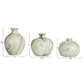 Green Stoneware Vases with Marbled Designs (Set of 3 Sizes)